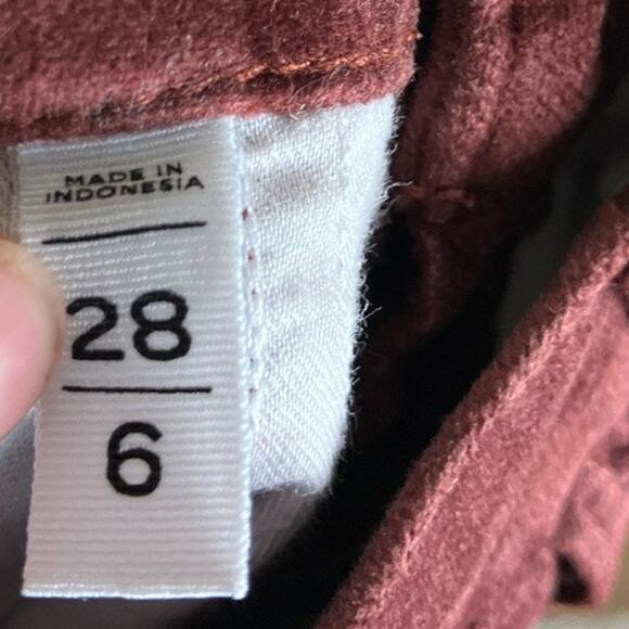 LOFT Womens Pants Maroon Velvet High Rise Slim Straight Stretch 6/28 - Picture 5 of 12